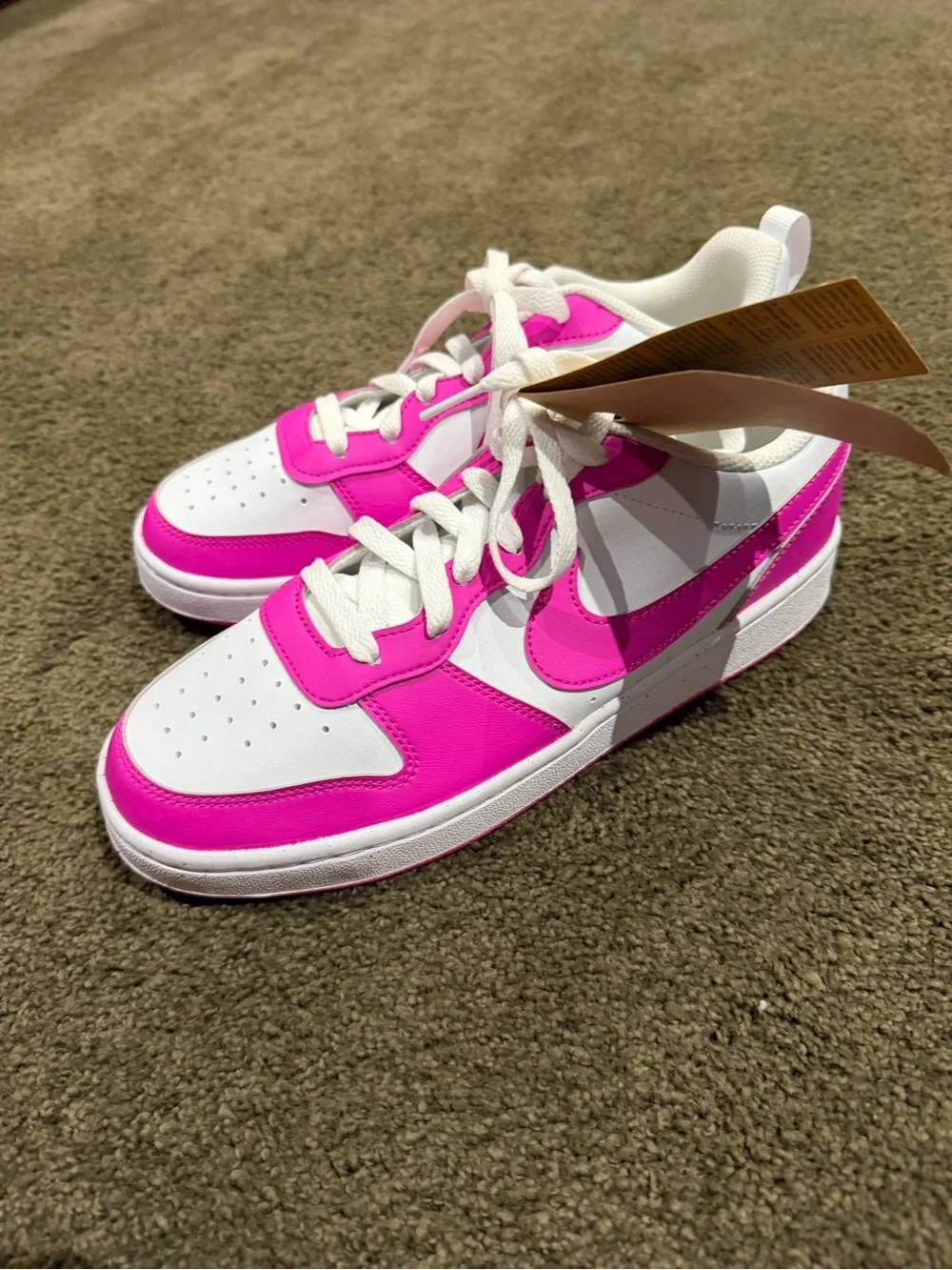 Nike Kids' Low-Top Sneakers - White & Hot Pink Sz 7Y